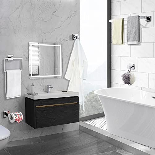 TURS 5-Piece Bathroom Hardware Set Polished Chrome Towel Bar Sets Towel Ring Toilet Paper Holder and 2 Towel Hooks, Stainless Steel Wall Mounted by TURS - Image 6