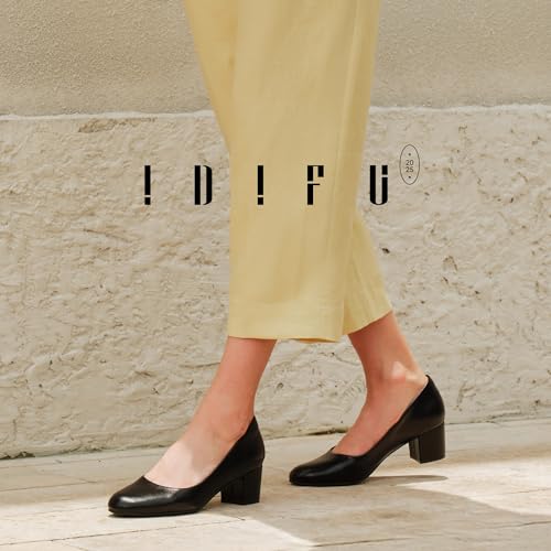 IDIFU IN2 Women's Pumps Closed Round Toe Low Block Chunky Heels Short Small Thick Heels Wedding Bridal Homecoming Work Prom Dress Shoes for Women Comfortable Cute Dressy Formal Classic Pumps Shoes4