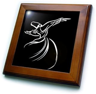 3dRose ft_63146_1 Whirling Dervish Sufi Whirling, Meditation, Dervishes,Rebirth,Love, Acrylic Painting, Islam, Turkish Framed Tile, 8 by 8-Inch