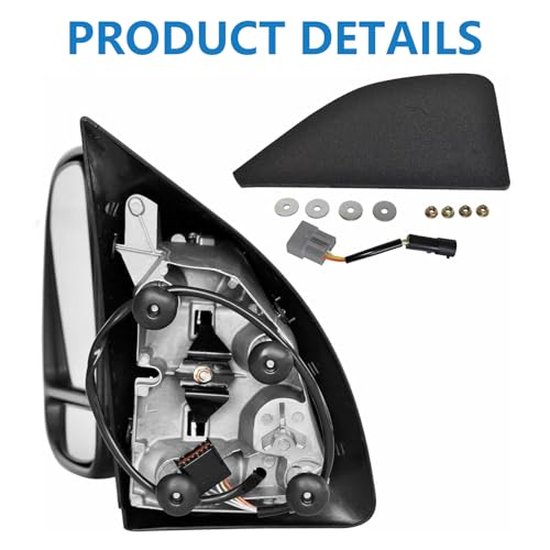 Perfit Zone Towing Mirrors Replacement Fit for 1999-2007 F-250 F-350 F-450 F-550 SUPER DUTY, MANUAL,WO HEATED,W/SMOKE SIGNAL,BLACK (PAIR SET) - Thumbnail 7