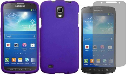 For Samsung Galaxy S4 S 4 Active i537 i9295 Hard Cover Case Dark Purple + LCD Screen Protector