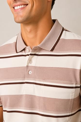 Image of SANE ORIGINALS Half Sleeve Polo T-Shirt for Men with Pocket || Stripe Collar and Pocket T-Shirt for Men Half Sleeves