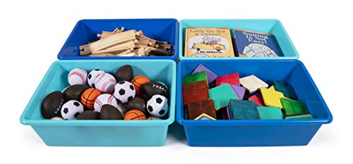 Humble Crew Large Plastic Storage Bins, Set Of 4, Navy/Teal #TOP2