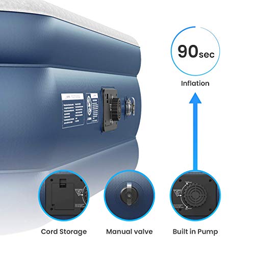 Active Era Premium Twin Air Mattress With Built In Pump And Raised Pillow - Elevated Inflatable Mattress 75" X 39" X 18" - Puncture Resistant Blow Up Mattress Air Bed With Waterproof Flocked Top #TOP5