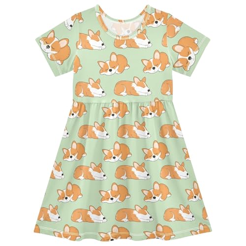 Emelivor Girls Dresses Kids Short Sleeve Casual Twirly Sundress 2T