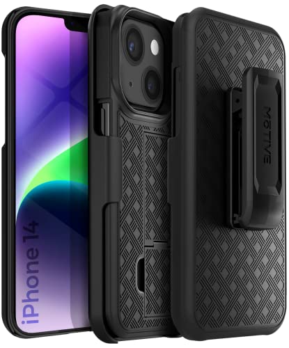 MOTIVE for iPhone 14 Holster Case, Belt Clip Case for Apple iPhone 14, Shell Holster Combo 14, Slim Rugged Drop Shockproof Protective Cover with Kickstand (6.1