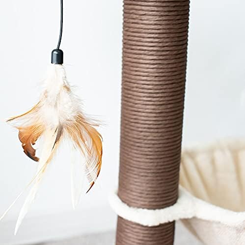 Miniatura 5 de Catry Árbol de gato con juguete de plumas diseño acogedor de hamaca para gatos para descansar a los gatos les encanta reclinarse perezosamente