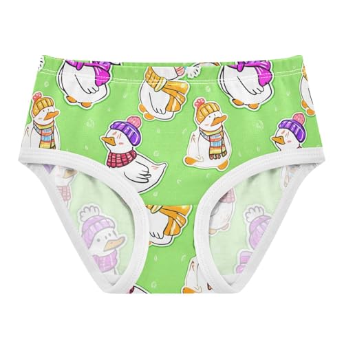 Cute Ducks Funny Green Girl Panties Cute Toddler Underwear Custom Cotton Print Briefs Undies Kids 2t