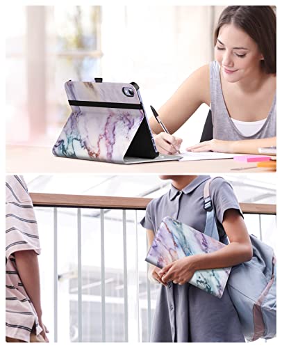 Dadanism Case Compatible With Ipad Mini 6Th Generation 8.3 Inch 2021, Flexible Hand Strap & Card Slots, [Multi-Angle Viewing Stand] Shockproof Cover Fit Ipad Mini 6 Auto Sleep/Wake, Purple Marble #TOP7