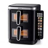JOCCA - Freidora de Aire Digital Dual 11L (5,5L + 5,5L) | Airfryer Vertical con 2 Compartimentos con Ventanas, 10 Funciones, Pantalla Táctil LED a Color, 60–200°C, Antiadherente y Fácil de Limpiar