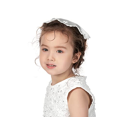 PAMOR First Communion Veils for Girls Lace Chapel Cap Veil Mantilla Veils Church Veil for Catholic Baptism Circle Round2