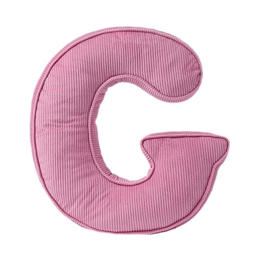 Cuscino decorativo a forma di lettera, in velluto a coste rosa, 34 x 36 cm, morbido cuscino in peluche per soggiorno, camera da letto (G)