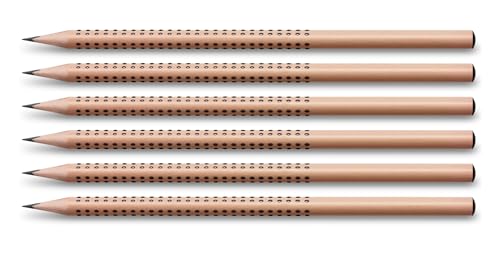 FABER-CASTELL 205273 - Bleistifte Set Grip, Härtegrad HB, 6 Holzstifte natur