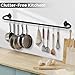 Mogaath 2Pack Hanging Pot Pan Rack, Heavy Duty 5/8'' Diameter Adjustable Kitchen Organizer, 32 Inch Iron Wall Mounted Pot Rack Detachable Rail with 10 Hooks for Pots, Pans, Lids, Utensils, Matte Black