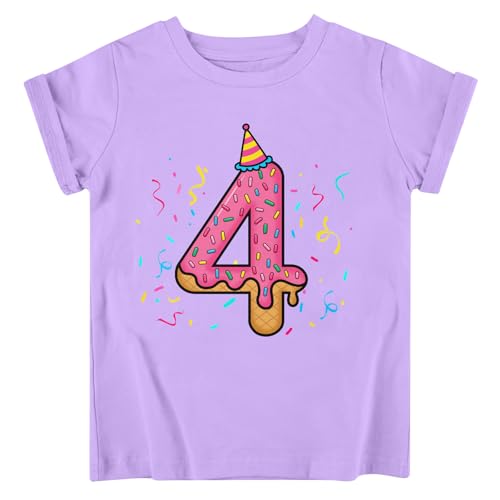 Image of Lovekider Girls Birthday T Shirts Cotton Short Sleeve T-Shirts Tee Party Clothing 3-6 Years