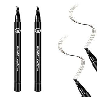 Boobeen 2Pcs Eyebrow Tattoo Pen - Microblading Waterproof Liquid Eyebrow Pencil with Tilted Four-pronged Pen Head Design - Creates Natural Looking Brows Effortlessly and Stays on All Day