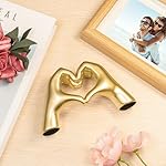 Heart Hands Sculpture - Gold Decor Living Room Accent Home - Small Shelf Decor Aesthetic - Teen Girls Bedroom Knick Knacks - Cute Table Statue Love Decorations, Gifts Girlfriend Women (Gold) - Image 3