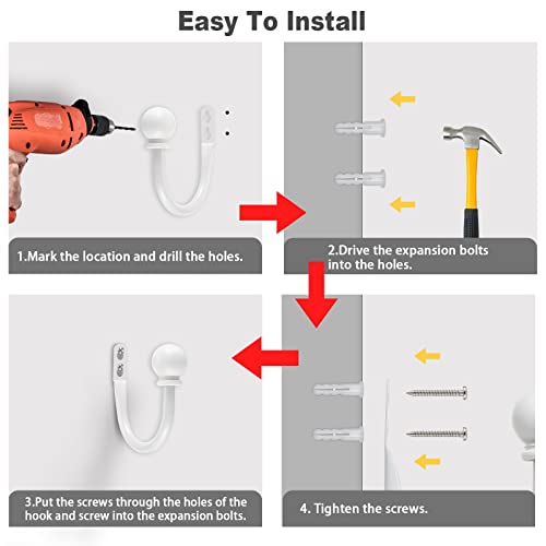 Sumnacon Set Of 2 Metal Decorative Curtain Holdbacks, Wall Mounted Window Drapery Tiebacks For Bedroom, Livingroom, Office Come With Screws, White #TOP4