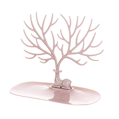 Koomiao Présentoir Bijoux Arbre de cerf Porte Bijoux porte collier pour Bracelets, Colliers, Boucle d’Oreilles (Rose) Cover