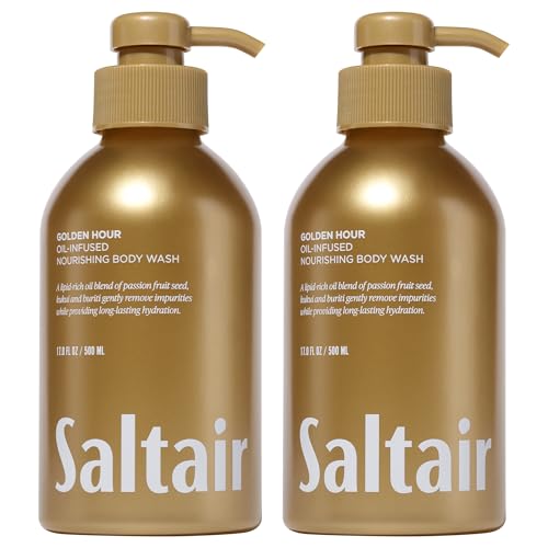 Saltair Body Wash 2-Pack Moisturizing Body Wash with Vitamin E & Hydrating Oil Blend Scented Shower Gel for Women and Men Golden Hour Scent 2x 17oz Vegan Cruelty-Free Paraben-Free