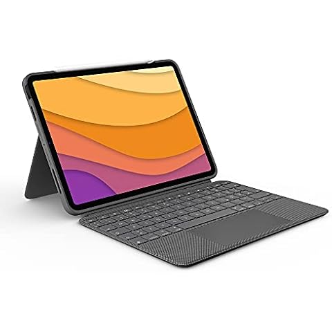 Logitech Combo Touch iPad Air (4. und 5. gen - 2020, 2022) Keyboard Case - Abnehmbare Tastatur mit Hintergrundbeleuchtung - Click-Anywhere Trackpad, Smart Connector, Deutsches QWERTZ-Layout - Grau Cover