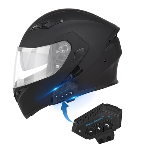 Jzzlsjt Bluetooth Motorcycle Helmet,Modular Motorcycle Helmet With Bluetooth,Dot Approved Dual Visor Full Face Flip Up Bluetooth Integrated Motorcycle Helmets For Adults Men Women thumb #1