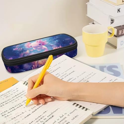 Image of Axolotl Pencil Case Organizer Blue Ocean Pencil Bags with Zipper Aesthetic Pencil Pouch for School Girls Teens Pencil Box Pen Holder