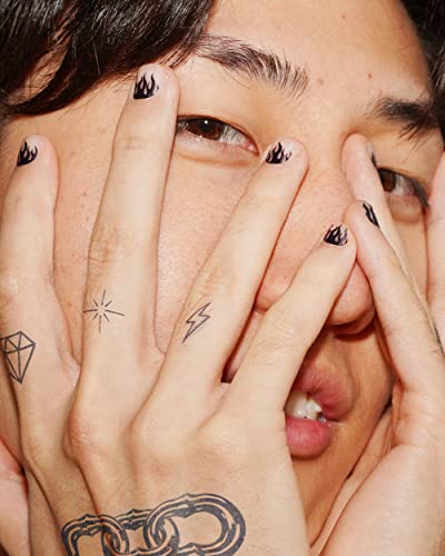 Inkbox Nail Art Strips, Self-Adhesive Nail Stickers With Tattoo Inspired Designs, Easy To Apply And Remove (No Cure Needed) - Long Lasting And Durable - Piping Hot (Flames) #TOP1