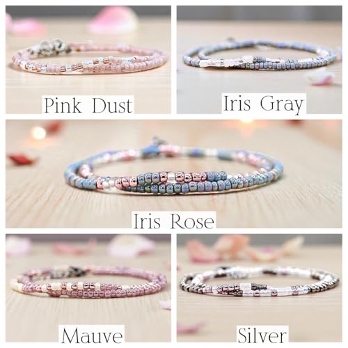 Personalized Morse Code Bracelet with your own message, Custom Gift for Her, Unique Jewelry for Women, Adjustable, Made in America, Stainless Steel, Customizable Secret Hidden Message (Pink Dust)2