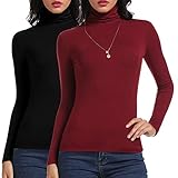 roter rollkragenpullover damen oversize Beiläufig Design - Basic Elegant mit halsnahen Rollkragen, langarm top, figurbetonende Passform. Ein Basic, das in jeden Schrank gehören sollte
