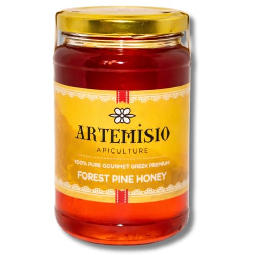 Image of Artemisio Greek Honey Raw Unfiltered - Natural Sweetener for Tea, Greek Yogurt, Cheese Boards, Baking & Breakfast - Pine Honey Jar 16oz-470g (Pack of 1)