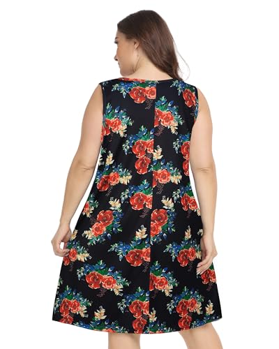 Image of elescat Plus Size Summer Dresses for Women Sleeveless Pockets Beach Tshirt Tank Sundress 2026