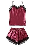 Pyjama-Set sexy Dessous-Set Nachtwäsche Cami-Shorts-Set Damen Pyjama Nachtwäsche 2-teiliges Nachtwäsche-Set aus verhaltenigem Satin-Stoff, das sehr weich und bequem für einen bewegten Tag oder Nacht ist