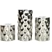 Hosley Silver Finish Pillar LED Candle Holders Set of 3. Also usable as Vase. Ideal Gift for Wedding Party Home SPA Aromatherapy Reiki Votive Tea Light Candle Garden O3