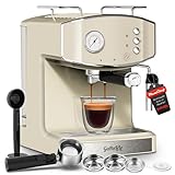 Plum chef Retro-Style 20 Bar Espresso Machine with Milk...