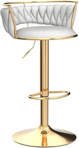 Miniatura 5 de DUOMAY Juego de 2 taburetes de bar giratorios modernos, de terciopelo de altura ajustable, respaldo bajo, isla de cocina, silla de bar con base