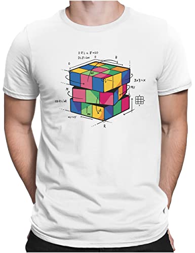 Image of PAPAYANA - Magic Cube - Men's Fun T-Shirt Printed - Regular Fit - S to 4XL, White - black, L