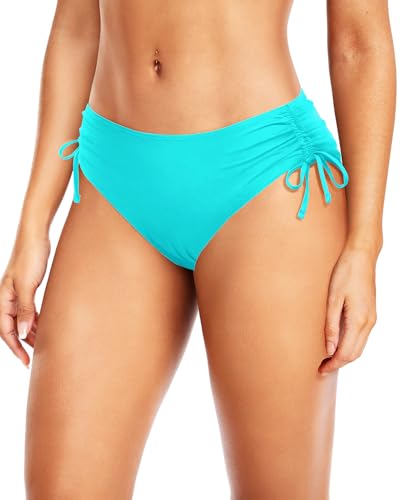 Image of Daci Women Mid Waist Bikini Bottoms - Full Coverage Swim Bathing Suit Bottom Side Tied Swimsuit Bottoms