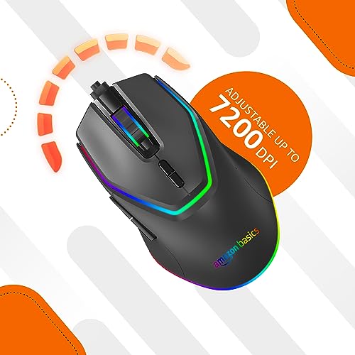 Image of amazon basics RGB Gaming Wired Mouse with 7 programmable Buttons I 13+1 Modes RGB Light I 1.5 Braided Cable I 7200 DPI