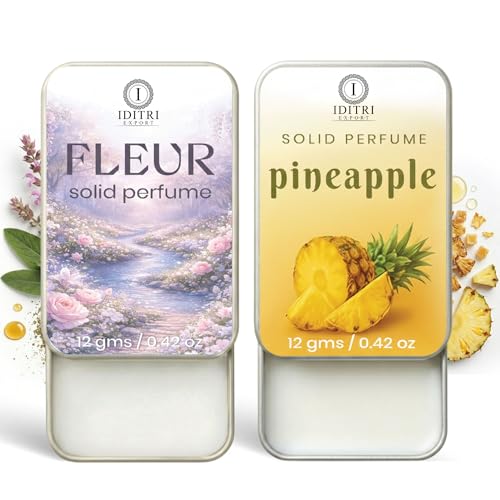 Image of IDITRI EXPORT Solid Perfume |pineapple&Fleur Alcohol Free Wax Perfume Balm, Long Lasting | Pocket Tin 12g, Pack Of 2| Non Greasy Smooth Glide, Travel Friendly Men And Women