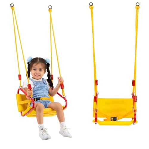 ENERPLAY Columpio para Niños, Columpio Colgante, Asiento de Seguridad con Respaldo y Cinturón, Modelo Canastilla
