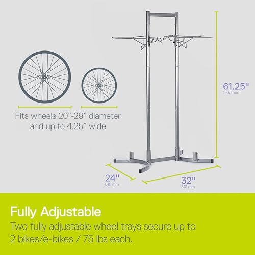 Delta Heavy Duty 2 Bike Upright Rack Cycle - Freestanding Vertical Bike Storage Rack Holds Up to 150 lbs - Tool-Free Adjustable Bike Stand for E-Bikes, MTB, Fat Tire & Road Bike