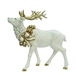⭐ Caratteristiche: - Decoro Natalizio - Renna natalizia - Materiale: resina - Colore: bianco e oro - Dimensioni: 20x6xH.30 cm