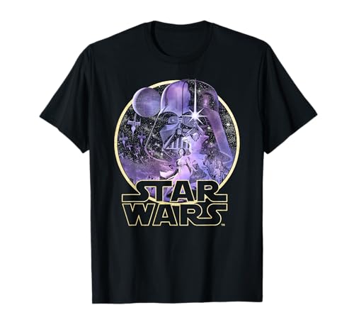 T-shirt Star Wars Celestial Group Shot Logo en coton noir pour fan