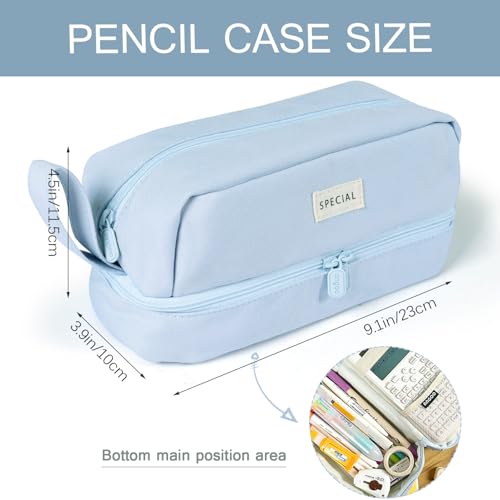 Image of MAMUNU Pencil Case Large Capacity, Pencil Case Aesthetic, Pencil Pen Pouch with Zipper Compartments Portable Handle, Pencil Pouch for School Office College Teen Girls Boys Adults Students