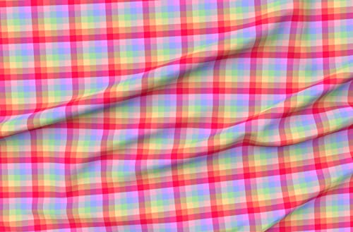 Spoonflower Fabric Summer Plaid Pride Colorful on Upholstery Velvet