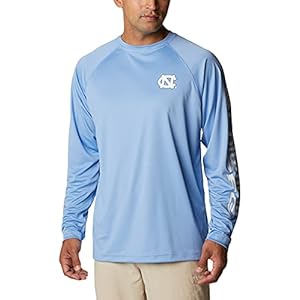 Columbia NCAA North Carolina Tar Heels Men’s Terminal Tackle Long Sleeve Shirt, Medium, NC – White Cap/White