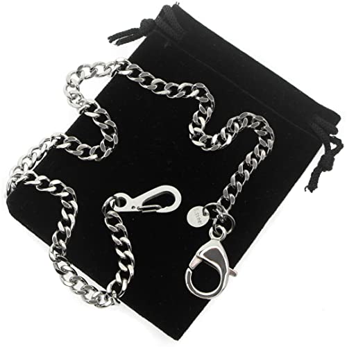 Watchvshop Stainless Steel Pocket Watch Chain Albert Chain With Steel Curb Link Chain, Steel Lobster Clasp And Steel Polish Clasp Fcs92 #TOP4