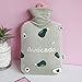 Bottiglia di acqua calda peluche iniezione d'acqua calda pancia piccola studentessa portatile carino grande borsa d'acqua calda scaldamani invernale-Green Avocado 1000ml