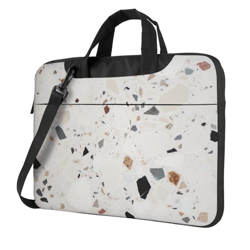 Housse ordinateur portable terrazzo blanc antichoc et élégante avec finitions premium